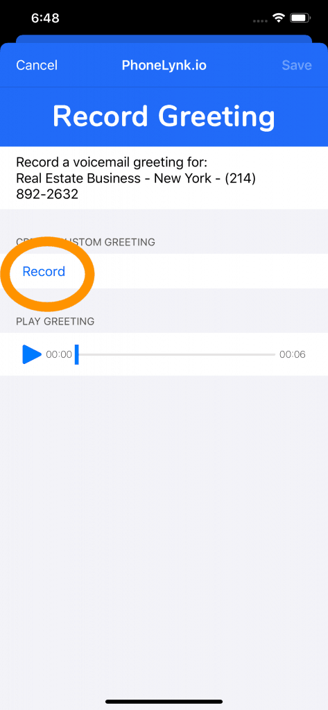 default voicemail greeting recording